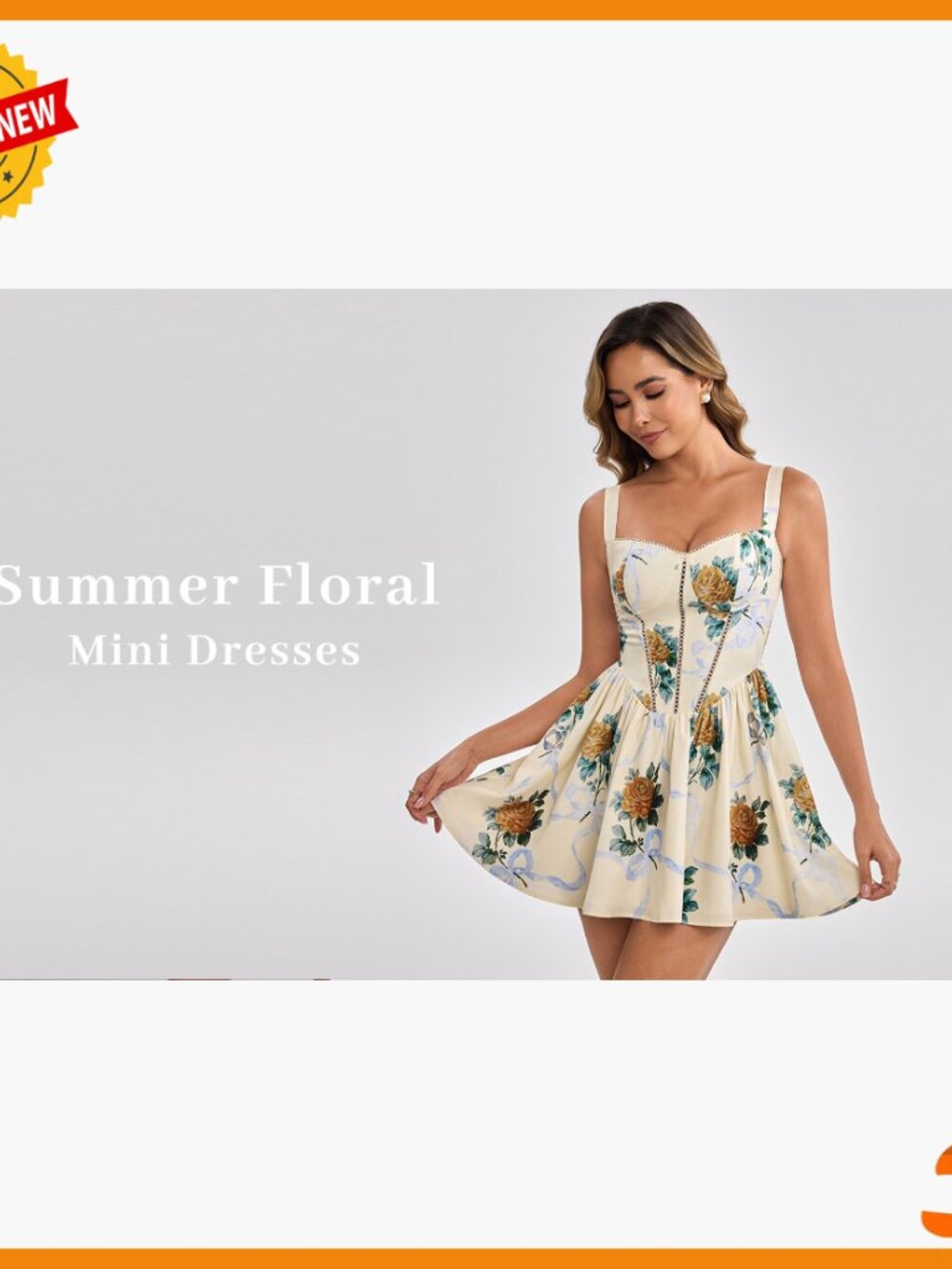 Floral Corset Mini Dress with Pockets, Smocked Back, Adjustable Straps - Picture 7 of 7